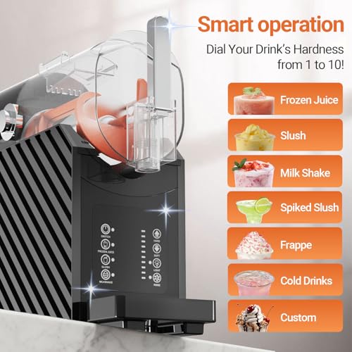 Image of Erivess Slushie Machine, 85 oz Slushy Maker for Home with Auto-Clean & Low Noise, Professional Frozen Drink Maker, No Ice Needed, 3 Preset Programs, Frozen Margaritas, Frappes, Milkshake
