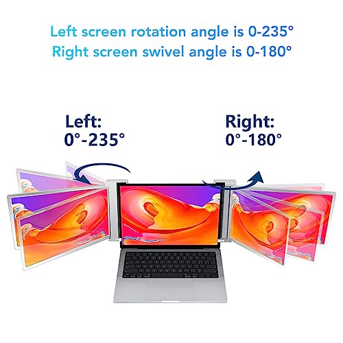 Vikye Laptop-Monitor mit DREI Bildschirmen, 15,4 Zoll HD 1080P IPS, Einziehbarer Ständer, Tragbarer Monitor für Laptop, Typ C-Anschlüsse, Tragbarer Dual-Extender-Laptop-Bildschirm für – Bild 6