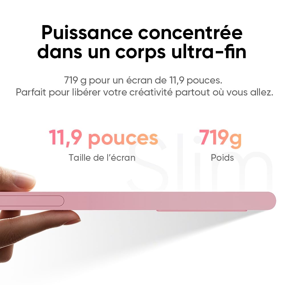 XPPen Artist 12 3rd Tablette Graphique avec Écran 11.9 Pouces - Rose | X4 Stylet Avancé | 16384 Niveaux | Écran Anti-reflet | Portable et Léger | Compatible Multi-systèmes | Design Rose Élégant