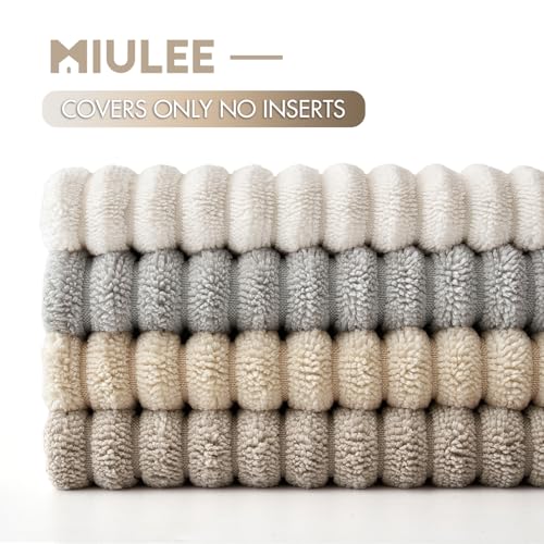 Image of MIULEE Soft Corduroy Decorative Throw Pillow Covers Neutral Tan 18x18