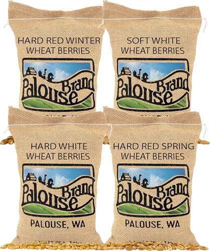 Image of Palouse Brand Certified Glyphosate Residue Free Hard White, Soft White, Red Spring and Winter Wheat Berries | 20 LBS | Non-GMO Project Verified | Kosher (4-5 lb bags each)