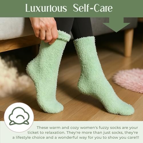 Image of American Trends Coral Fleece Cloud Fuzzy Socks Ultra-Soft Warm Sleep Socks Cozy Unisex Self-Care Gifts Boo Basket Stuffers