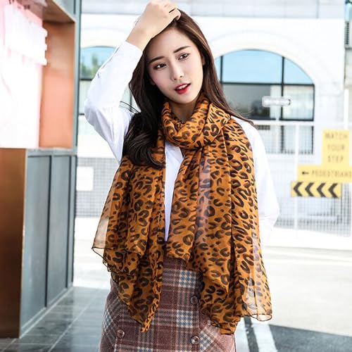 IZUS Silky-Feel Wrap-Scarf for Women Spring-Fall Leopard-Dots-Zebra Thin-Scarves Sun-proof Long-Shawl Summer 61x28 In3