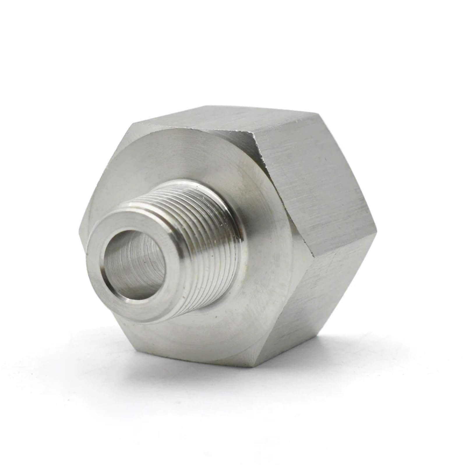 1 unids BSPT rosca interior rosca exterior acero inoxidable 304 Reductor de acoplamiento hexagonal Conversión Conector de alta tensión (1l2 (M) a 1l4 (F) pulgadas