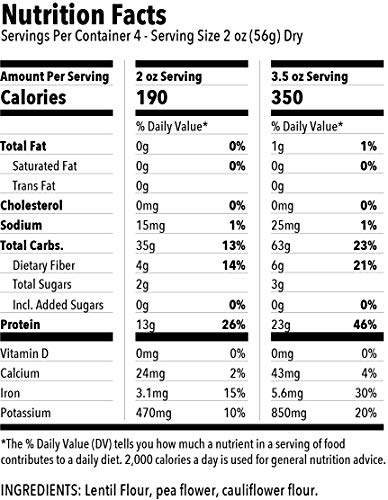 Veggiecraft Farms Cauliflower Pasta Combo Pack | 14g Protein, Gluten-Free, Non-GMO | Healthy Plant Based Veggie Pasta Made With Cauliflower, Pea, Lentil Flour | Fiber, Iron, Potassium | 6 Pack