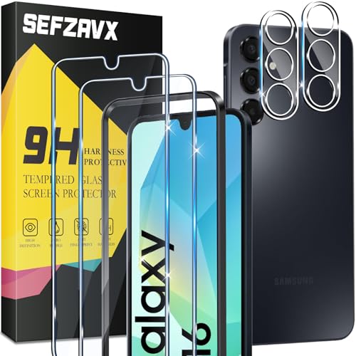 SEFZAVX Schutzfolie für Samsung Galaxy A16 5G für Panzerglas [2+2 Stück] Panzer Schutz Glas + 3D Kameraschutz 9H Härte Panzer Anti-Kratzen HD Glas Folie