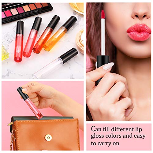 50 Pieces Empty Lip Gloss Containers Lip Gloss Tubes, Refillable Lip Balm Bottles Plastic Lipstick Tubes With Rubber Inserts Cosmetic Tools For Women Diy Makeup, 10 Ml (Black) #TOP4