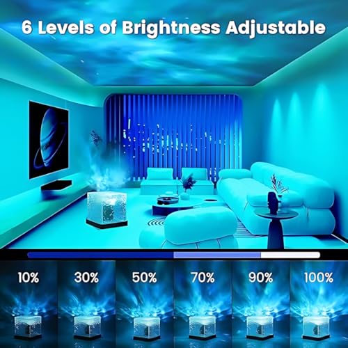 Image of Antorche Acrylic Romantic Ocean Wave Night Light Projector - 3D Water Wave LED Lamp with Remote Control for Bedroom Decor (Ocean Wave Projector)