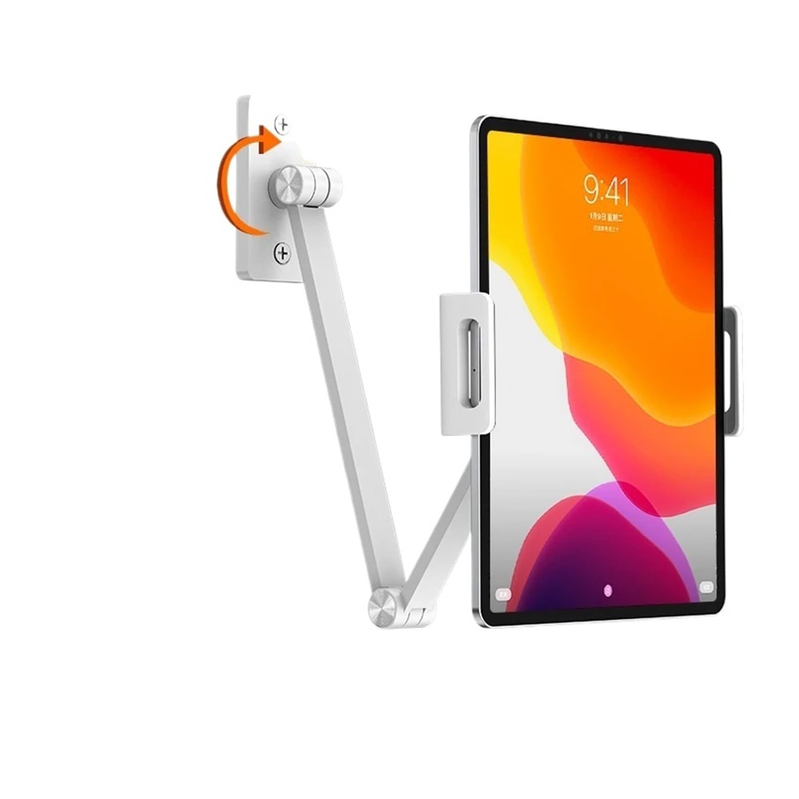 Support de lit pour tablette et téléphone de 4,7 à 15,6 pouces, bras blanc rotatif 360