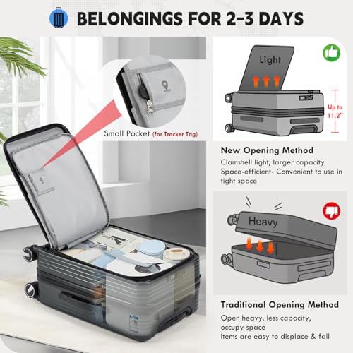 RAINSMORE Bagage à main Valise extensible de 20 pouces approuvée par les compagnies aériennes – Image 5