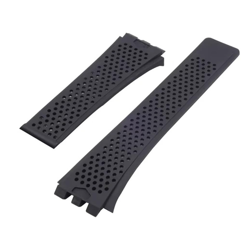 Amaupckca Men's Black-No Buckle Silicone Watch Band For Tag Heuer Carrera Series Watch Strap For Concave Convex Interface Watchband Black Bracelet 22Mm(Black-No Buckle)