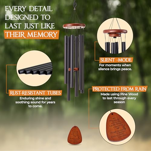 Image of 32 Inch Memorial Wind Chimes Outdoor, Wind Chimes for Loss of Loved One, Memorial Gifts for Loss of Mom, Sympathy Gifts for Mother, Father, Brother, Sister