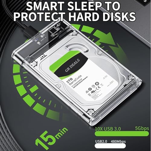 Image of 2.5 Inch SATA to USB 2.0 Micro B HDD Solid State Disk Enclosure Home Office Desktop PC ABS Plastic Hard Drive Case Computer Accessories Transparent