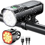 ISEYOU Bike Lights Front and Back, Super Bright Bicycle Lights USB Rechargeable, 8+7 Lighting Modes, Fast Charging, IP65 Waterproof Bike Light Set for Night Riding/Camping/Mountain