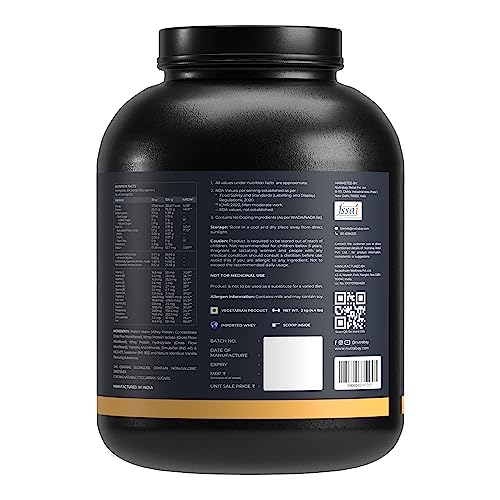 Image of Nutrabay Gold Tri Blend Whey Protein Powder (Hydrolyzed, Isolate & Concentrate) - 25g Protein, 5.6g BCAA, 4.2g Glutamic Acid - 2Kg, Vanilla Ice Cream