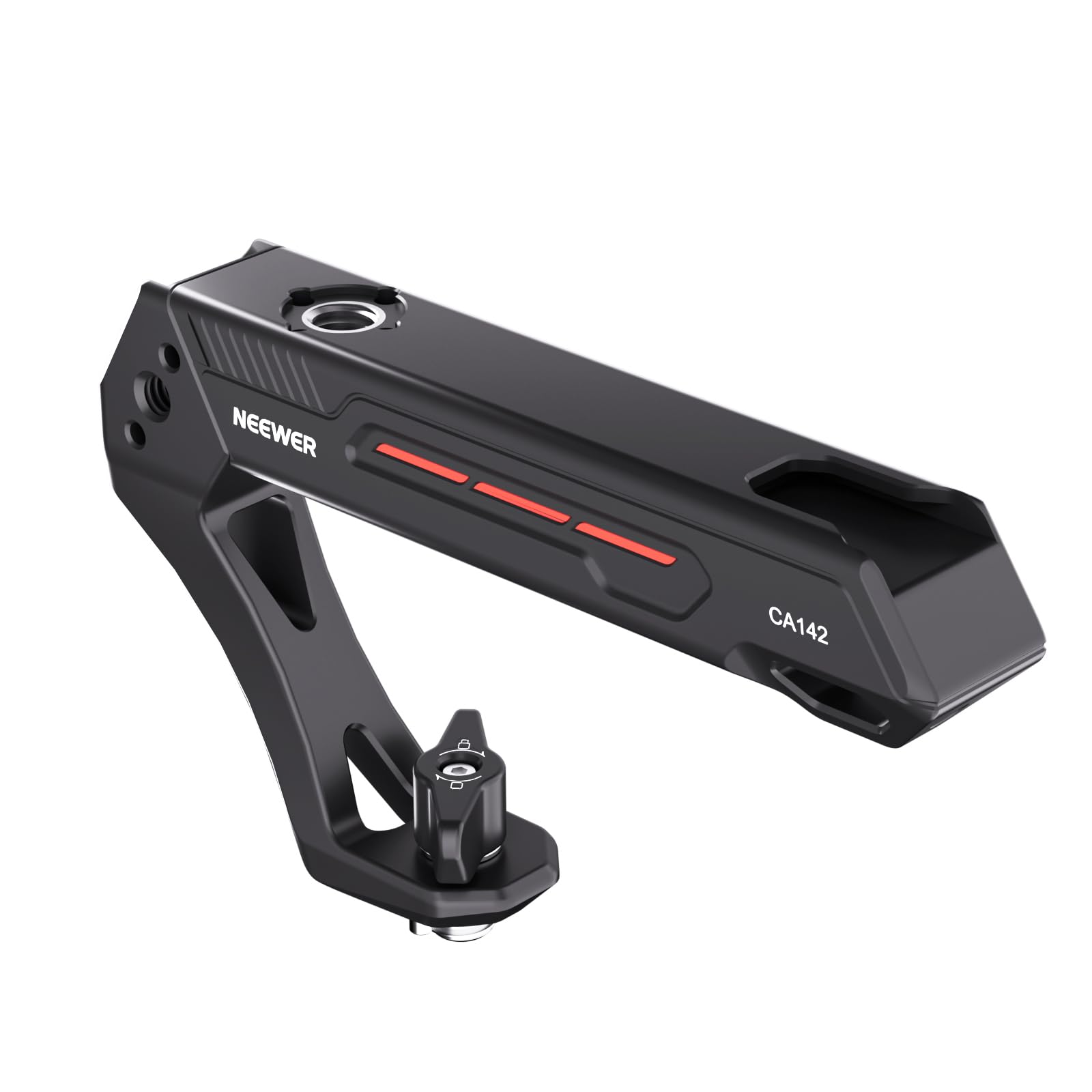 NEEWER BASIC Lightweight Camera Top Handle with 3/8" Locating Pin for ARRI, High Strength Cage Plastic Handle Grip w/ 1/4" 3/8" Screw Holes &amp; Cold Shoe Mounts for Video Light Mic, Max Load 22lb, CA142