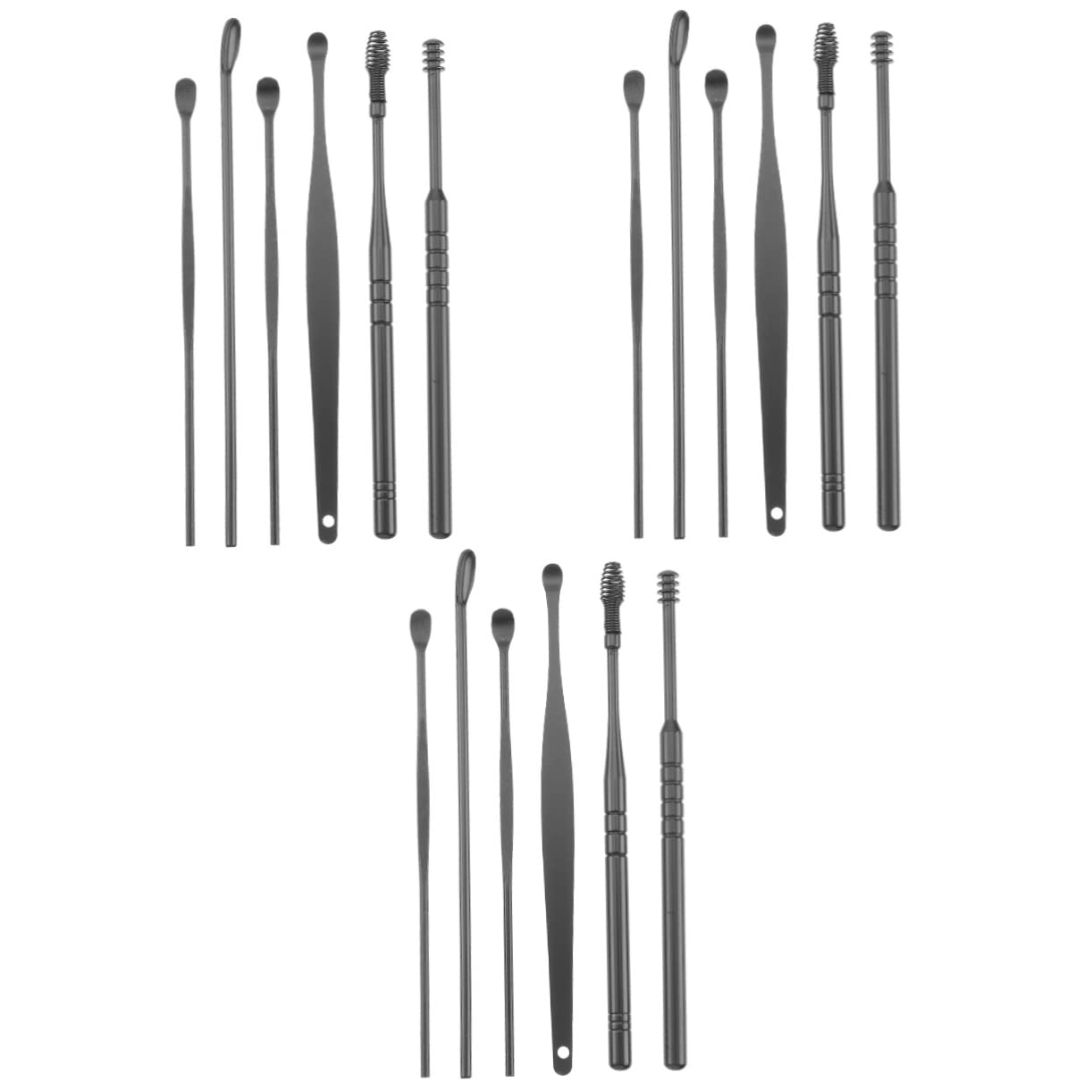 6sets Stainless Steel Ear Spoon Ear Care Remover Cleaning Tool Cleaning Kit for Earwax Removal Portable Travel-Friendly Storage