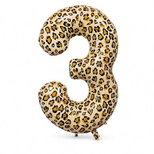 Gleemix 40 Zoll Zahlenballon 3Leopard, Geburtstag Folienballon
