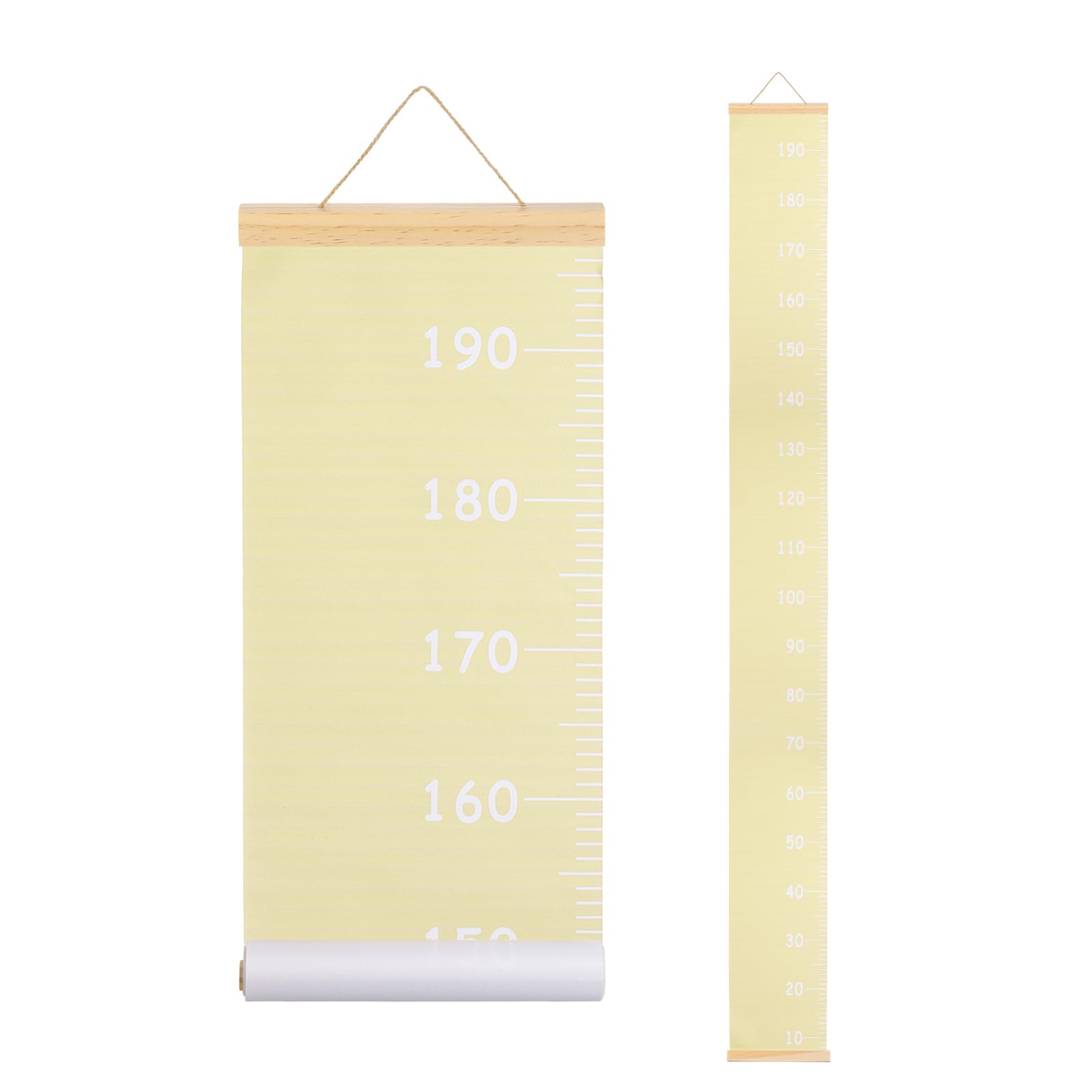 sourcing map Growth Chart for Wall, 195 x 20cm Removable Canvas Height Chart Ruler, Hanging Measurement Ruler for Bedroom Playroom Wall Decor (Yellow, Morandi Colors)
