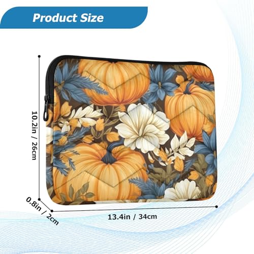 Funda para portátil 13-14 pulgadas con estampado de calabazas y flores miniatura 3