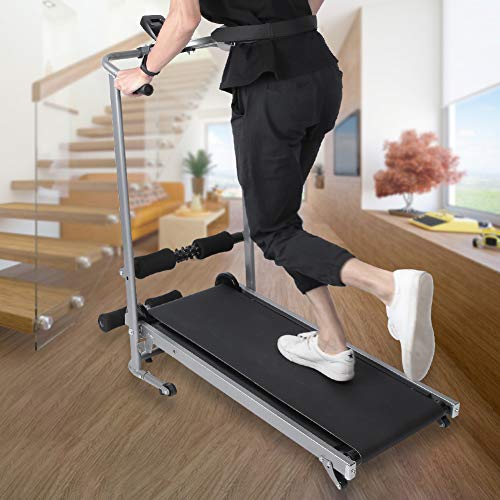 Image of Chrees Mini Folding Manual Treadmill Portable Indoor Fitness Workout Machine 2 Gear Incline Adjustable Height Armrest Shock Absorption Running Belt Exercise Equipment for Home Indoor