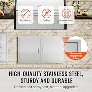 VEVOR BBQ Access Door 36W x 21H Inch, Double BBQ Door Stainless Steel, Outdoor Kitchen Doors for BBQ Island, Grill Station, Outside Cabinet VEVOR BBQ Access Door 36W x 21H Inch Double BBQ Door Stainless Steel Outdoor Kitchen Doors for BBQ Island Grill Station Outside Cabinet