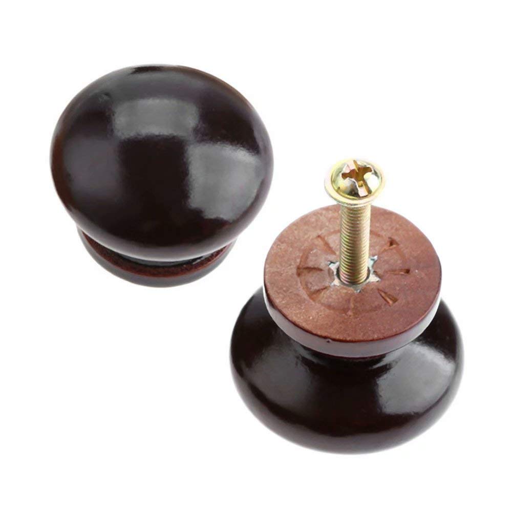 20 pomelli rotondi in legno per mobili, mobili, cassetti, pomelli per cassettiera, forma a fungo, diametro 34 mm, altezza totale 25 mm (rosso)