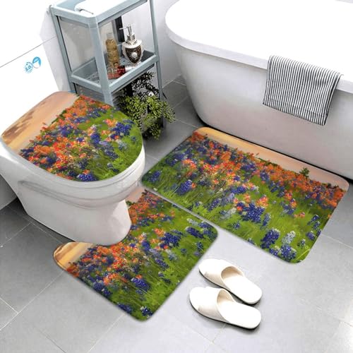 Tapis de bain super absorbants et antidérapants Texas Bluebonnets