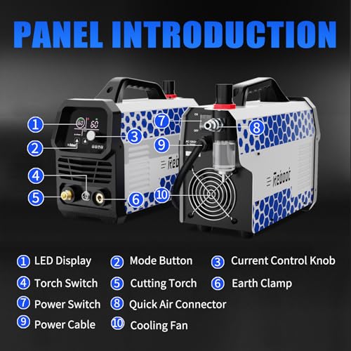 Image of Reboot 60A Plasma Cutter, Large LED Display, 120 /240V Synergic IGBT Inverter Cutting Machine, 1 /2 Inch Clean Cut, 5 /8 Inch Max Cut, Post Flow and 2T /4T, Built-in Air Regulator, for Beginners DIY Use