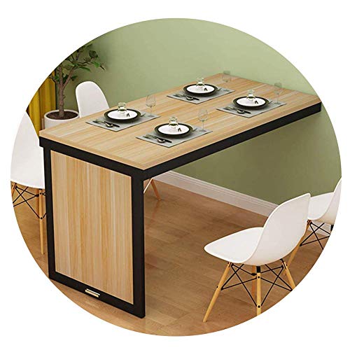 Table pliante murale en bois massif LUNEZY, bureau télescopique avec 6 couleurs et 8 tailles - 2