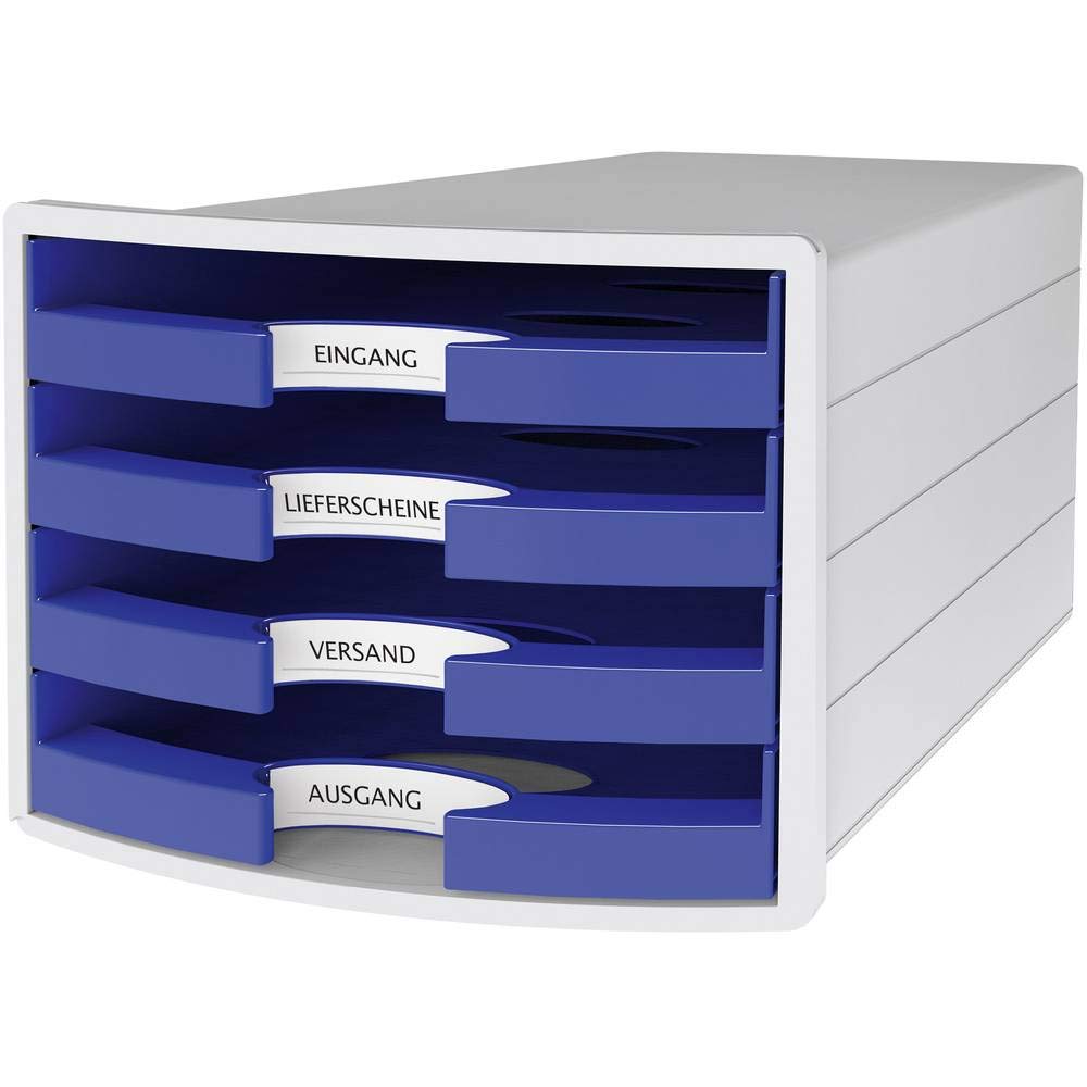 HAN 1013-14 Impuls Drawer Box DIN A4/C4 4 Open Drawers Blue