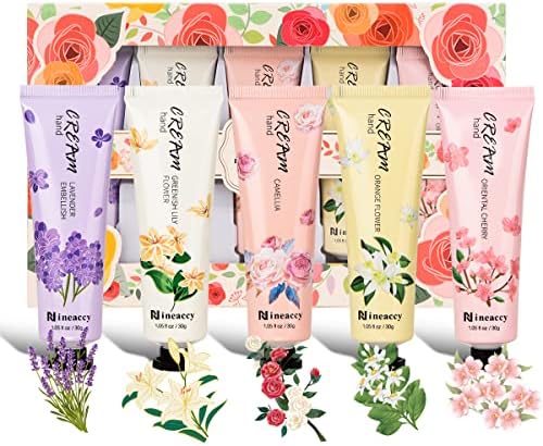 Hand Cream Gift Set - Relieve Extremely Dry Hands, Women's Hand Cream Travel Set, an easy-to-absorb hand cream to relieve dry discomfort after washing your hands. Ideal for holiday gifts.5 x1.0 oz/30ml