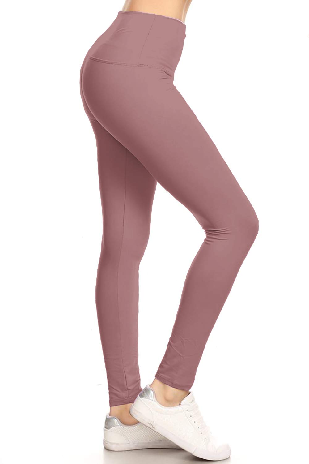 Leggings Depot Women's High Waisted No-Roll Leggings, 3" Waistband
