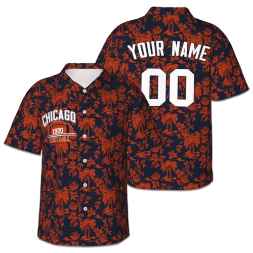 Personalized Chicago Men's Summer Sports Hawaiian Shirts Football Custom Tropical Pattern Print Beach Novelty Button Shirts