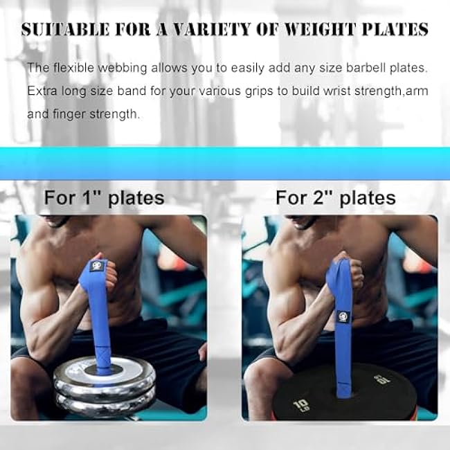 J Bryant Arm Wrestling Training Strap Belt Hand Grip- Ideal for Wrist Forearm and Biceps Workouts Multifunctional Home Gym Fitness Equipment Compatible with 1 inch and 2 inches Barbell Plates