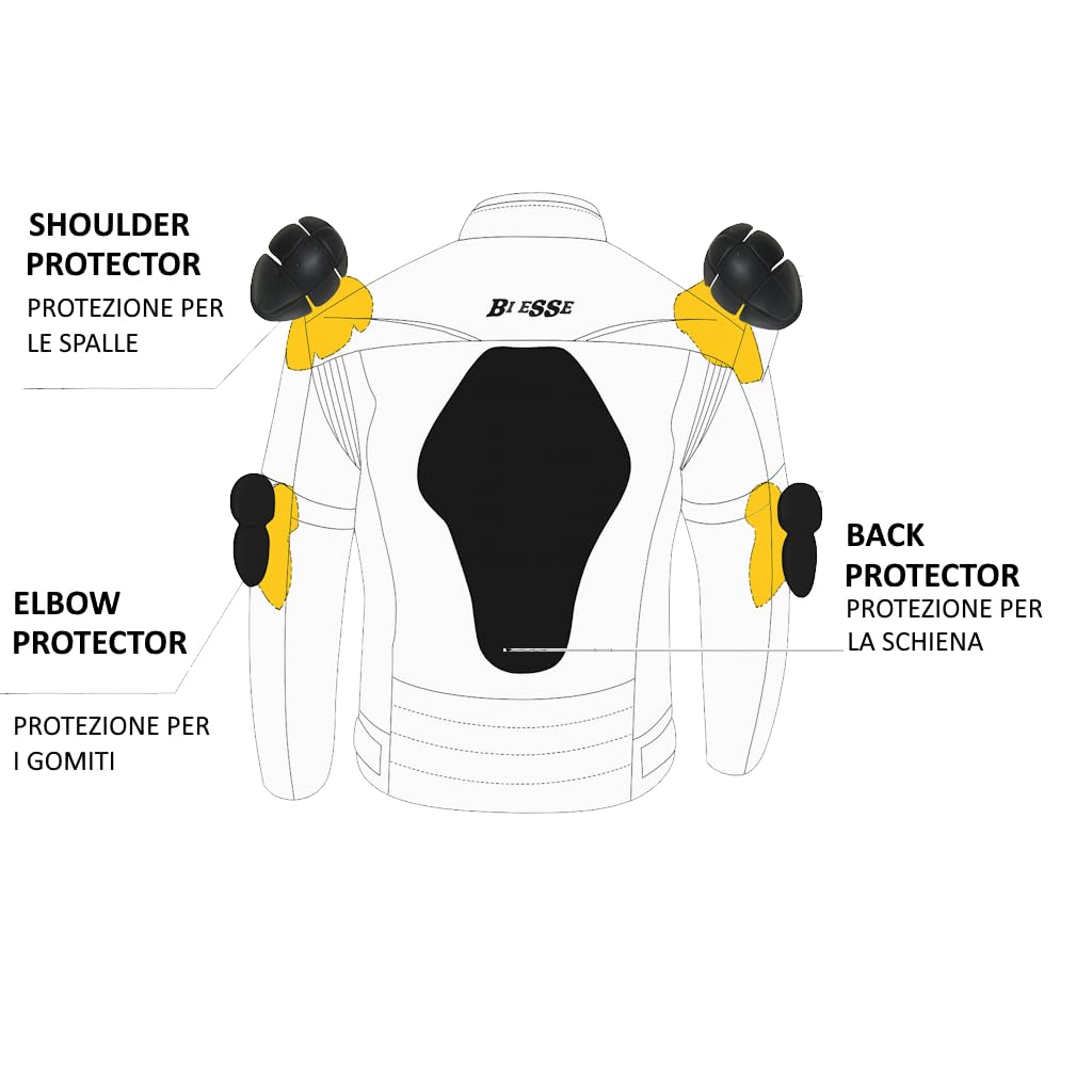 BI ESSE Giacca da Moto Giubbino Impermeabile con Protezioni CE Sfoderabile Con Ventilazione Integrata 4 Stagioni