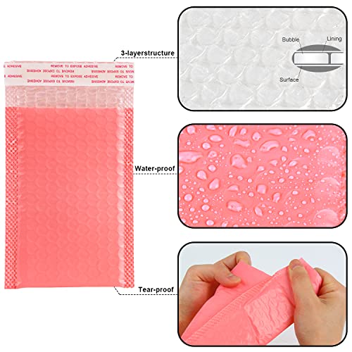 VEYLIN Bubble Mailers,24PCS Poly Bubble Mailers Small Padded Envelopes for Shipping Mailing, Packaging(110x190mm Pink) - Image 4