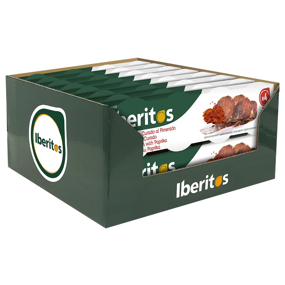 Iberitos - Crema de Lomo al Pimentón - Ideal para Untar Tostadas, Pan y Crackers - Ingredientes Selectos - Sin Gluten - Producto Fabricado en España - 16 Packs de 4 x 23 Gramos