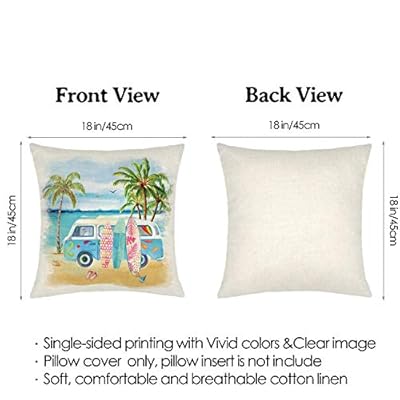 Binfemcy Summer Beach Pillow Covers Hawaii Tropical Decorative Throw Pillows Coconut Palm Tree Nautical Cushion Case for…