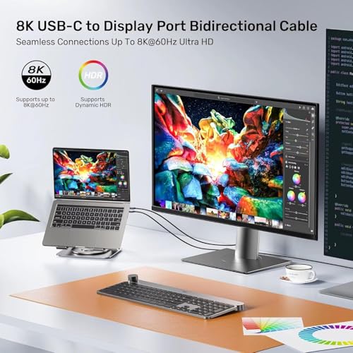 Image of Tobo 8K Bi-Directional USB C To DisplayPort Cable 1.8m [ 8K@60Hz, 4K@144Hz ] DP 1.4 To USB4 Type C Adapter For Thunderbolt 3 /4 M-Book Pro Air M4 Phone 16 15 Pro Pad XPS 13 /15 S25 Ultra G8 G9 TD-1519CC