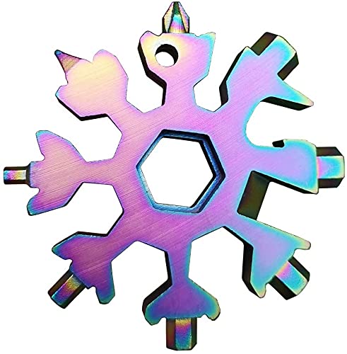 Grofilo 18 in 1 stainless steel snowflake multi-function tool outdoor adventure camping veneer screwdriver key chain bottle opener multi-function tool Gift for mes (Rainbow) (B09H7DMH4C) Amazon Price History, Amazon Price Tracker