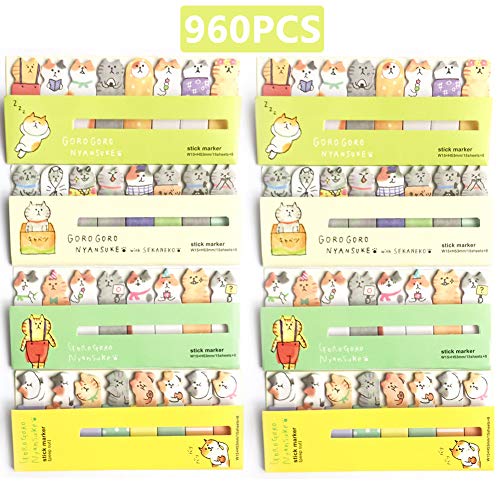 BESTZY Niedliche Haftnotizen 960 Blätter Sticky Notes Memo Pad Haftnotizen Seite Flaggen selbstklebend Lesezeichen Marker Pad Cartoon Büro Schule Supplies