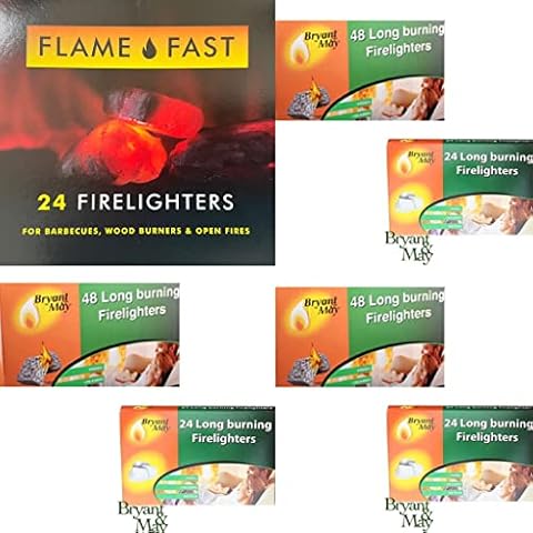 12 X Packs of 24 Bryant & May Long Burning Easy to Use Firelighters Cover