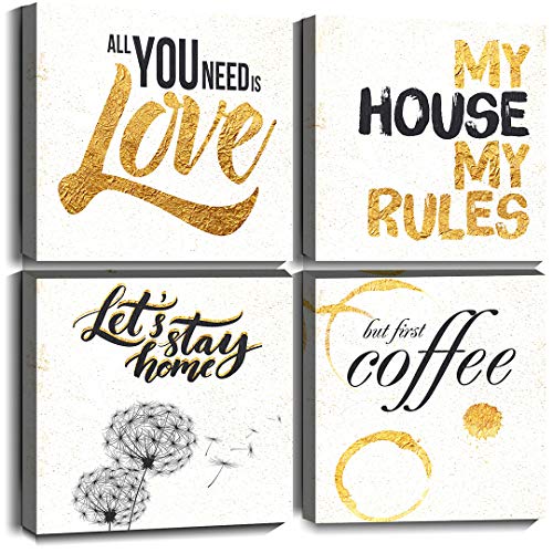 Merrleem Wandkunst, inspirierender Spruchdruck, Motivationsschild, Gemälde für Schlafzimmer, Wohnzimmer, Dekoration (30,5 x 30,5 x 4 Stück) Cover