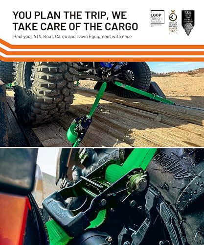 image for Strapinno Retractable Ratchet Tie-Down Straps,5,000 lbs Breaking Stren