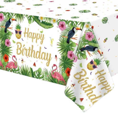 3 Pack Hawaiian Luau Tablecloths - Disposable Plastic Tropical Table Covers, 43x70 Inch, Palm Leaves Design - View #5