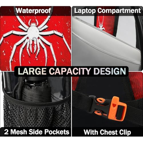TropicalLife Red Spider Heavy Duty Clear Backpack PVC Transparent Backpack Large See Through Backpacks3