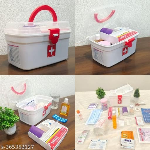Image of First Aid Box,Medicine Storage Box,Medicine Box, Multi Utility Storage with Handle|| Unbreakable Material| Detachable Tray | Emergency Cabinet nizer |Medicine nizer (17 -P2334)