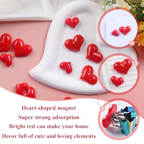 Imanes decorativos pequeños en forma de corazón rojo, pack de 8 miniatura 3