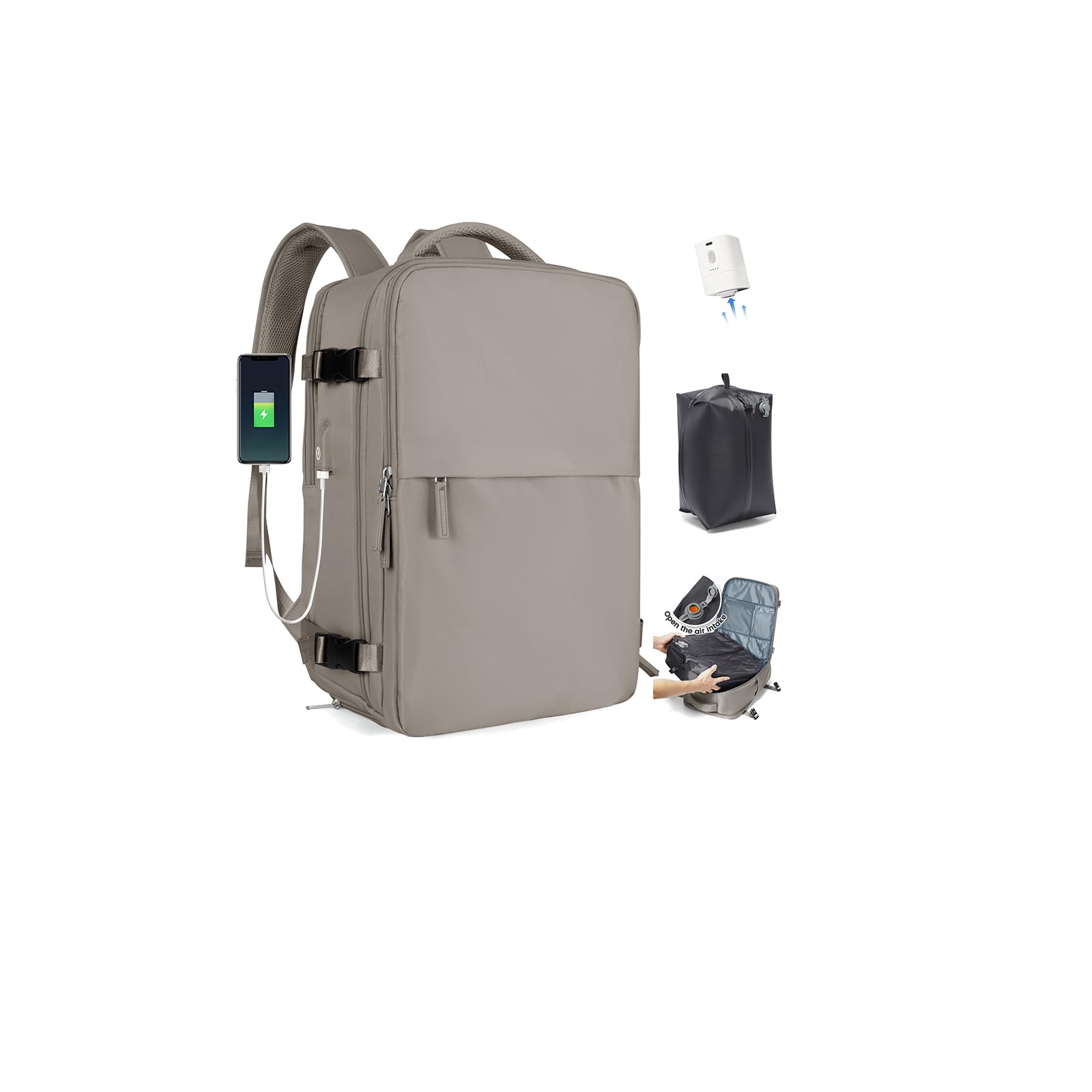 SZLX Zaino Ryanair 40x30x20 Sottovuoto Zaino da Viaggio 40x30x20 Wizzair Bagaglio a Mano 40x20x25 Borse da Cabina per Easyjet 45x36x20 Donna con USB Adatto a PC da 14 Pollici, Valigia con Sottovuoto